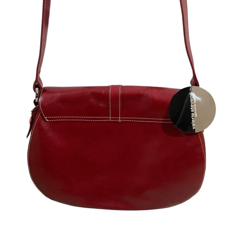 Valerie Steven’s Vintage Y2K Burgundy Leather Saddle Bag Rare - Picture 7 of 16